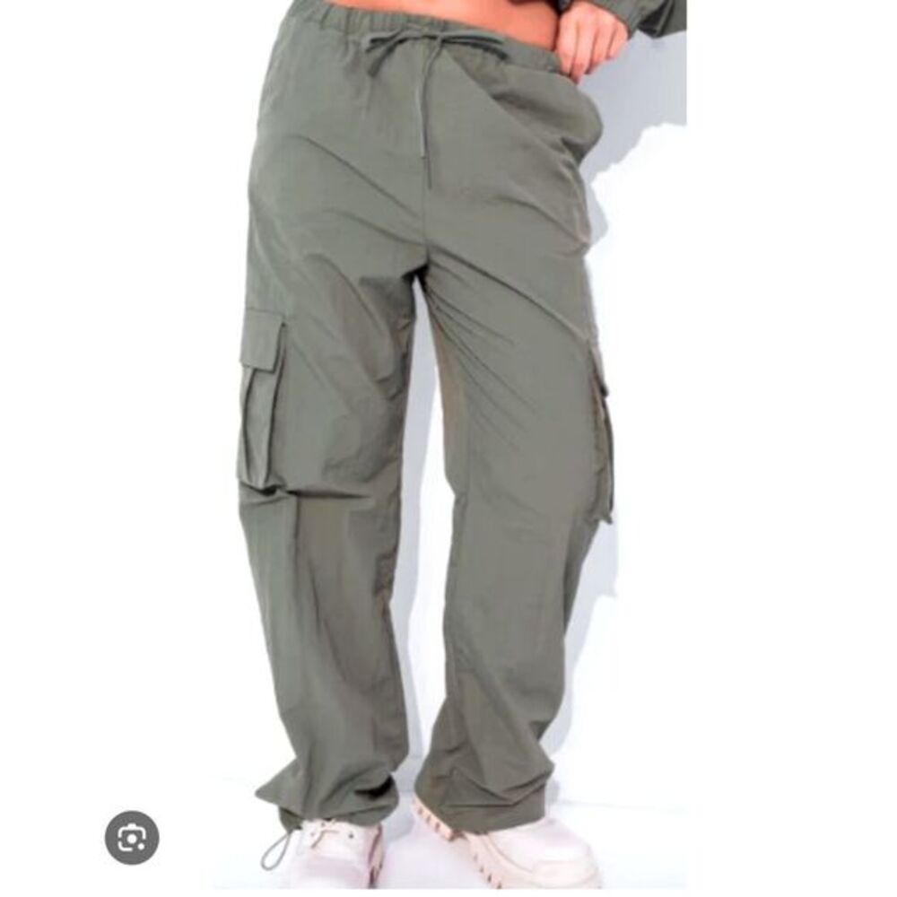 Le Lis Women’s M Baggy Cargo Pants Sage Green Pull On Gorpcore Y2K Streetwear